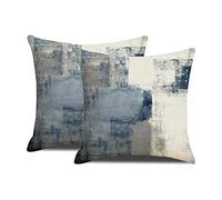 DWDC Fodere per Cuscini 45x45cm Confezione da 2 Federe per Cuscini Arte Astratta, Galleria Contemporanea Blu e Grigia Copricuscini Decorativi per la Casa per Camera da Letto Divano Soggiorno
