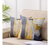 DWDC Fodere per Cuscini 45x45cm Confezione da 2 Federe per Cuscini Arte Astratta, Giallo e Grigio Scuro Galleria Contemporanea Cuscini Decorativi per la Casa Copricuscini per Camera da Letto Divano