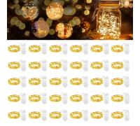 DWDHYEAN 30 Pezzi LED Stringa Luci a Batteria, 10 LED 1M Mini Lampada a Fili di Rame Bianco Caldo Catena Impermeabile Luminosa Decorative Natale per Natale Matrimonio Decorative Festa Interno