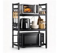DWDHYEAN Scaffale Cucina Estensibile Mensola Microonde Scaffale da Cucina, Ripiani per Microonde con 6 Ganci, Mensola Cucina per Mettere Piatti e Ciotole