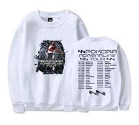 DWDKJU M. Pokora Adrenaline Tour Felpe, Felpe con Cappuccio A Maniche Lunghe, Pullover con Grafica Stampata, Uomo E Donna, Dolce Regalo per L'amante,Bianca,XS