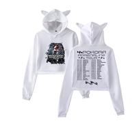 DWDKJU M. Pokora Adrenaline Tour Felpe, Felpe con Cappuccio A Maniche Lunghe, Pullover con Grafica Stampata, Uomo E Donna, Dolce Regalo per L'amante,Bianca,XS