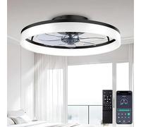 DWDVBL 50CM Ventilatori da Soffitto con Luci e Telecomando Ventilatore da Soffitto con 7 Pale a Doppia Finitura Motore DC Reversibile Silenzioso a 6 Velocità per Camera da Letto Soggiorno Studio