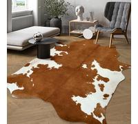 DweIke Tappeto in finta pelle di mucca, di alta qualità, 1,9 x 1,6 m, con stampa animalier, adatto per camera da letto, soggiorno, decorazione occidentale, sala da pranzo, ufficio, tappeto in pelle di