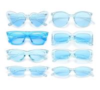 Dwenarry 8 Pack Occhiali da Sole Donna Blu Retrò Anni '90 Moda Set di Occhiali da Sole da Festa per Donne