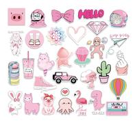 Dwenarry Confezione di adesivi rosa per bagagli, adesivi estetici, bottiglia d'acqua, adesivi in vinile impermeabili per laptop, paraurti, computer, telefono, auto, 30 pezzi