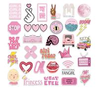 Dwenarry Confezione di adesivi rosa per bagagli, adesivi estetici, bottiglia d'acqua, adesivi in vinile impermeabili per laptop, paraurti, computer, telefono, auto, 30 pezzi