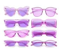 Dwenarry Occhiali da sole viola da donna, occhiali da sole per feste, stile retrò, eccentrici, set di occhiali da sole per uomo, confezione