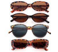 Dwenarry Set di Occhiali da Sole da Donna Leopard Retrò Anni '90 Moda Occhiali da Sole da Festa per Donne 4 Pezzi