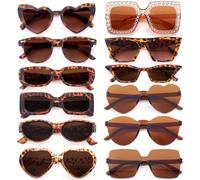 Dwenarry Set di Occhiali da Sole da Donna Leopardo Vintage Anni '90 Moda Occhiali da Festa per Donne 12 Pack