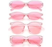 Dwenarry Set di Occhiali da Sole da Donna Rosa Retrò Anni '90 Moda Occhiali da Sole da Festa per Donne 4 Pezzi