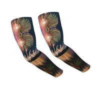 Dwerfsdf Fireworks - Manicotti rinfrescanti per adulti, elastici, in seta di ghiaccio, protezione solare, per attività all'aperto, sport, corsa, ciclismo, colore nero, taglia unica