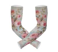 Dwerfsdf Manicotti per braccia con rose e fiori con foro per il pollice, protezione solare UV, maniche a compressione per ciclismo, golf, pesca, Come nella foto, Taglia unica