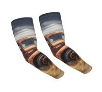 Dwerfsdf Manicotti per braccio auto vecchio camion, protezione solare UV, maniche da giardino per uomini e donne, copertura per braccio con foro per il pollice, nero, taglia unica, Come nella foto