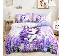 Dwetcxo Copripiumino Matrimoniale Unicorno Viola Piumone Matrimoniale Invernale Microfibra Resistente Lenzuola Matrimoniali Copriletto Traspirante Copripiumone+2 Federe Cuscini 50x75cm (240x260cm)