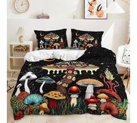 Dwetcxo Piumone Matrimoniale Invernale Fungo Nero Rosso Copripiumino Matrimoniale Microfibra Resistente Lenzuola Matrimoniali Copriletto Traspirante Copripiumone+2 Federe Cuscini 50x80cm(220x240cm)