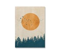 Dwetcxo Stampa su Tela Albero Del Sole Arancione Quadri Cucina Bagno Quadri Moderni Soggiorno Camera da Letto Quadro Moderno Soggiorno Canvas Senza Cornice Stampe da Parete Moderne 30x40cm