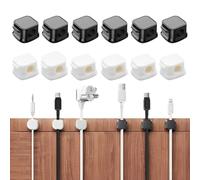 DWFEYOI 12 Pezzi Clip per Cavo a Molla - [Super Mini & Salvaspazio] Fermacavo Autoadesivo Senza Residui, Gestione Cavo per TV, PC, USB, HDMI, Cavo Ethernet, Scrivania, Casa, Ufficio (bianco/nero)