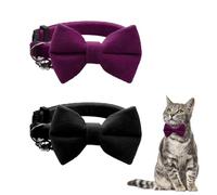 DWFEYOI 2 pezzi Collare per gatti personalizzati in velluto con campanella, graziosi collari con papillon regolabile per piccoli cuccioli, papillon di sicurezza per piccoli animali domestici