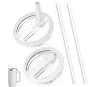 DWFEYOI 2 pezzi per coperchio stanley cup impermeabile da 40 oz, coperchio della tazza impermeabile Stanley riutilizzabile, Stanley Cup accessori e 2 cannucce, stanley cup(Bianco)