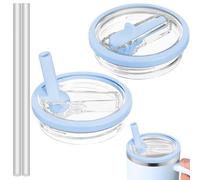 DWFEYOI 2 pezzi per coperchio stanley cup impermeabile da 40 oz, coperchio della tazza impermeabile Stanley riutilizzabile, Stanley Cup accessori e 2 cannucce, stanley cup(blu)