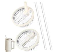 DWFEYOI 2 pezzi per coperchio stanley cup impermeabile da 40 oz, coperchio della tazza impermeabile Stanley riutilizzabile, Stanley Cup accessori e 2 cannucce, stanley cup(avorio)