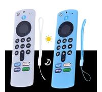 DWFEYOI 2 Pezzi Silicone Remote Case Compatible With Firestick 4K Max (2Nd)/Toshiba/Insignia/Pioneer/Omni Alexa Voice Remote Enhanced With Lanyard (Bianco e blu)