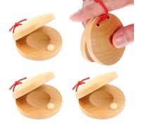 DWFEYOI 4 Pezzi Nacchere, Nacchere in Legno, Nacchere da Dita,Nacchere Clap, Cembalo, Ritmici in Legno Strumento Musicale a Percussione, Giocattolo Mini Nacchere,nacchere