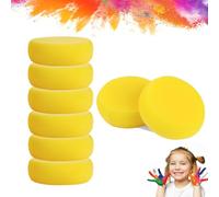 DWFEYOI 8 Pieces Round Painting Sponges Set Synthetic Sponges Art Craft Sponge Yellow Absorbent Sponges for Watercolor Clay Ceramic Face Painting Cleaning,Round Painting Sponges