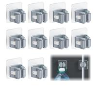 DWFEYOI Autoadesivo Appendi Scope a Muro, Porta Scope Parete 10 Pezzi, ABS Portascope da Muro Regolabile Appendibile, Non è necessario forare，Adatto Per Cucina, Garage, Giardino, Terrazza, Bagno
