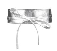 DWFEYOI Cintura da Donna, Cintura argento donna,1 Pezzi Ampia Cintura Obi - Stile Elegante e Versatile - Regolabile per una Vestibilità Perfetta - Ideale come Regalo per Occasioni Speciali (argento)