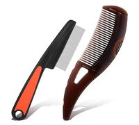 DWFEYOI Pettine a denti Cavi per Cuoio Capelluto Antiforfora,2 Pettine Antiforfora,Pettine per Capelli a Pressione con Manico per Raschiare la Pelle,Pettine per Cura del Cuoio Capelluto