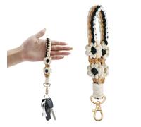 DWFEYOI Portachiavi in Macramè Portachiavi Intrecciato Boho Portachiavi con Ciondolo a Nappa con Cordino Corto Portachiavi per Auto da Donna