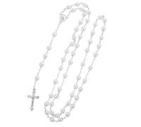 DWFEYOI Rosario per comunione con croce retrò, Rosario cattolico, elegante croce. battesimo, comunione, matrimonio, comunione, festa