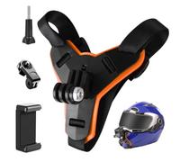DWFEYOI Supporto per Casco da Motocicletta Regolabile per Action Camere, Supporto per Fotocamera Sportiva per Casco, Cinghia per Mento per Fotocamera DJ/GoPro/Sport, colore arancione