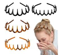 DWFEYOI Zig Zag Hair Bands 4 Pieces Hair Comb with Shark Teeth Plastic Hair Bands Wavy Shape Hair Hoop Accessory for Women Lady Girl,pettine capelli,cerchietto capelli donna