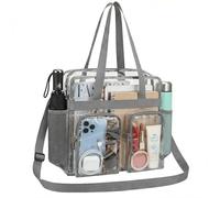 Dwitkul Borsa Trasparente Donna Borsa Trasparente per Lavoro, PVC Clear Tote Bag Borse Trasparent Grande Clear Bag Approvato Dallo Stadio per Giochi Sportivi e Concerti (30 x 30 x 15 cm)