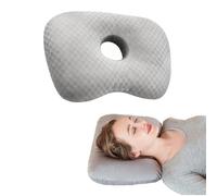 Dwitkul Cuscino per Piercing all’Orecchio con Foro 8.9cm, Cuscino con Foro per Orecchio Ergonomico per Dormire Sul Fianco e Pancia, Alleviare Dolore da Piercing, 44×32×5cm, Grigio