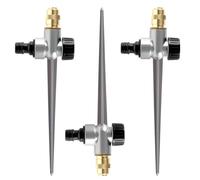 Dwitkul Set di 2 irrigatori per prato in metallo, irrigatori automatici, ugello di irrigazione regolabile in ottone, picchetto a 360° giardino prato rotante