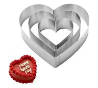 Dwitkul Set di 3 Coppapasta Anelli per Torta in Acciaio Inossidabile di Cuore 10/15/20cm Anello per Mousse Torte Dessert Pasticceria Stampo Torta Forma Cuore