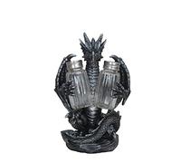 DWK Set di sale e pepe "Blackened Spice" con drago medievale Mythical Gothic Fantasy Dragon Home Decor 20,3 cm