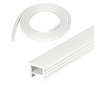 Dwlhap Profilo LED in silicone, 5 m, 10 x 10 mm, diffusore LED flessibile con flangia, non richiede filettatura, impermeabile, canale LED al neon per luci COB, pannello acustico, armadio, camera da
