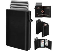dwnkove Portafoglio Uomo Slim, Porta Carte di Credito Uomo con chiusura magnetica e tasca portamonete, Portafoglio uomo Pelle, Portacarte Uomo pop-up per 9-14 carte | Finestra ID | Slot per contanti