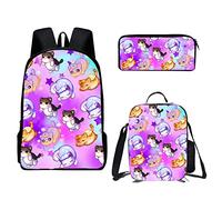 DWONDFORT Zaino alla moda combinato con borsa per il pranzo, astuccio per matite, zaino da scuola da viaggio, Zaino-1, Zaino, viaggio