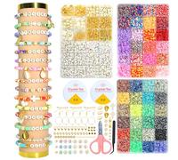 DWOOKE 7500 perline per bracciali, perline per la creazione di gioielli, perline con ciondolo e corde elastiche, set di braccialetti dell'amicizia per ragazze, bambini e adolescenti, fai da te