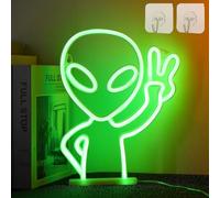 DWOOKE Alien - Targa al neon a LED per decorazione da parete, luce al neon aliena, funzionamento a batteria/USB, per bambini, camera degli uomini, targa luminosa per sala giochi, festa di compleanno…