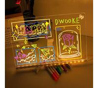DWOOKE Bacheca a LED con penna/supporto in 7 colori, lavagna cancellabile a secco, arte creativa da scrivania, lavagna luminosa per messaggi, per scrivania, ufficio, bar, scuola e casa