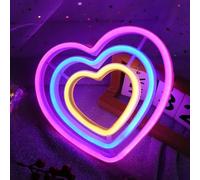 DWOOKE insegne al neon a forma di cuore arcobaleno per decorazioni murali, insegne al neon a LED, alimentate a batteria/USB, luci al neon colorate a forma di cuore per camera da letto, feste…