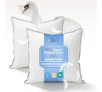 DWR Cuscino in Piuma D'oca 60x60 set di 2 | Cuscini Ergonomici a 3 Camere | 90% Piuma D'oca Bianca Esterna | Miscela di Piume Interna | Tessuto 100% Cotone Biologico | Supporto Medio | RDS e Oeko-TEX