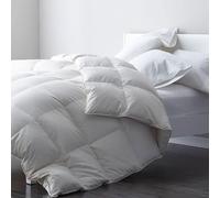 DWR Piuma d'oca e Piumino una Piazza e Mezza, Piumino 4 Stagioni Matrimoniale 200x200 cm,100% cotone biologico, piumino e piume,Medio Calore ultra Morbido,Certificato Oeko-Tex e RDS, bianco